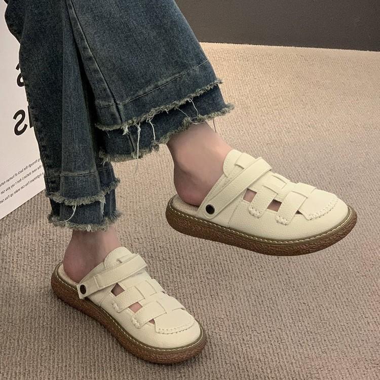 Sandals for women 2025 new style summer double wear thick soled half slippers summer soft soled beach Roman shoes