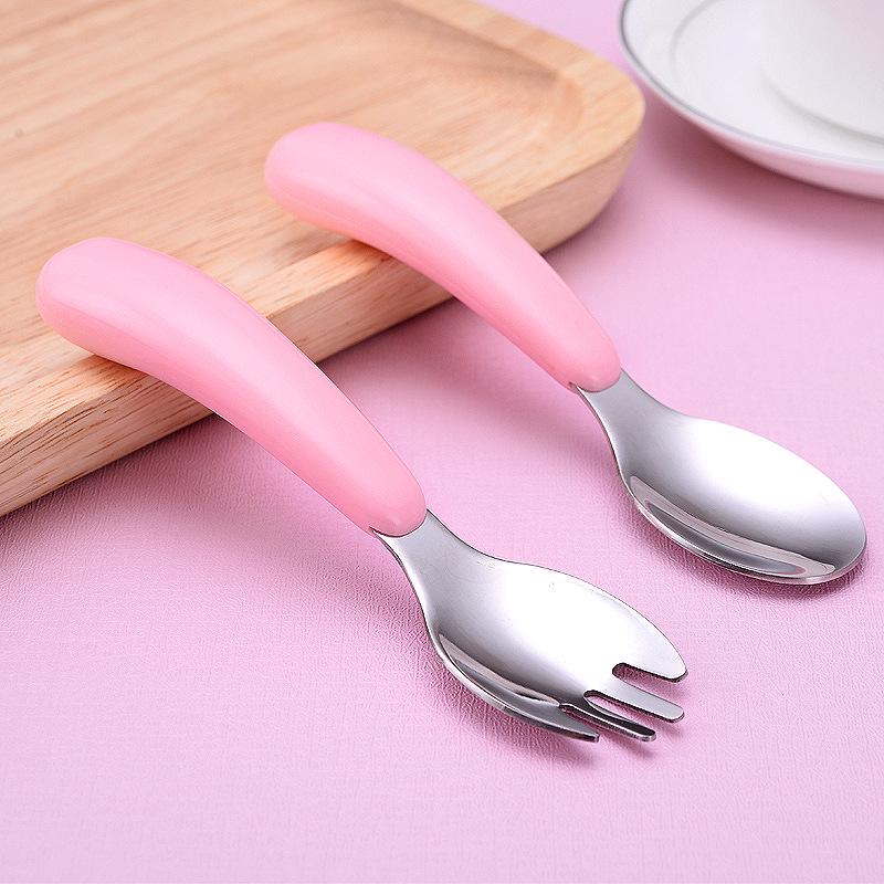 304 Stainless Steel Children's Cartoon Cutlery Set: Baby Feeding Spoon & Fork, Training Spoon & Fork