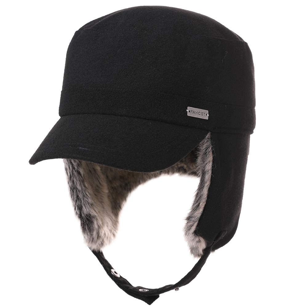 Siggi Cap with Ear Work Cold Weather Earmuff Military Warm and Soft for Fall and Men and Perfect for Snow and Outdoor Plus Sizes and Black Flaps, Cap,