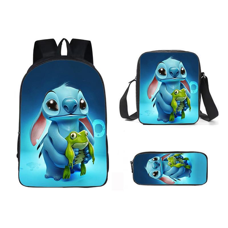 Stitch Cartoon Backpack For Kids Oxford Fabric Waterproof School Bag With Breathable Straps