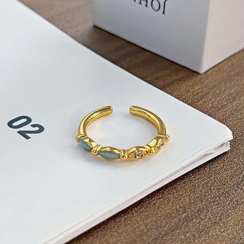 Retro Medieval Gradual Change Enamel Drop Glaze Opening Ring Women S Niche Design Sense Light Luxury Sweet Cool Index Finger Ring Adjustable opening