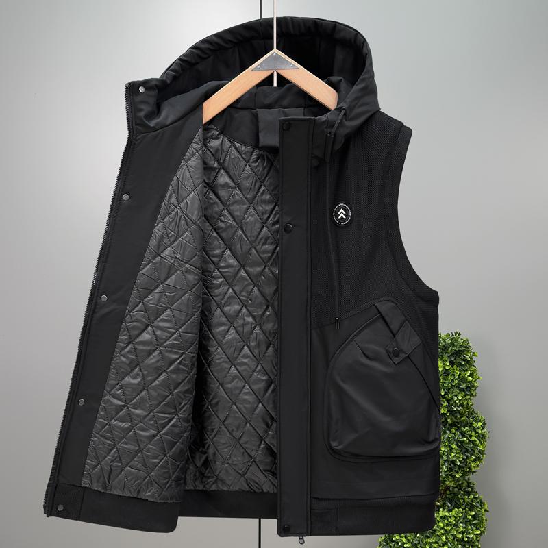 Übergröße 5XL-11XL Mode Herbst Winter Warme Ärmellose Weste Herren Übergröße Oberbekleidung Dicke Winter Herrenjacke mit Kapuze