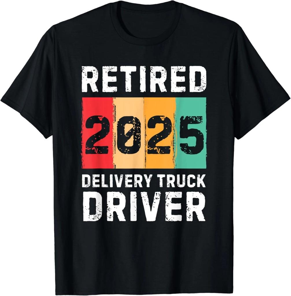 Retired 2025 Delivery Truck Driver Vintage Retro Retirement Gift Unisex T-Shirt