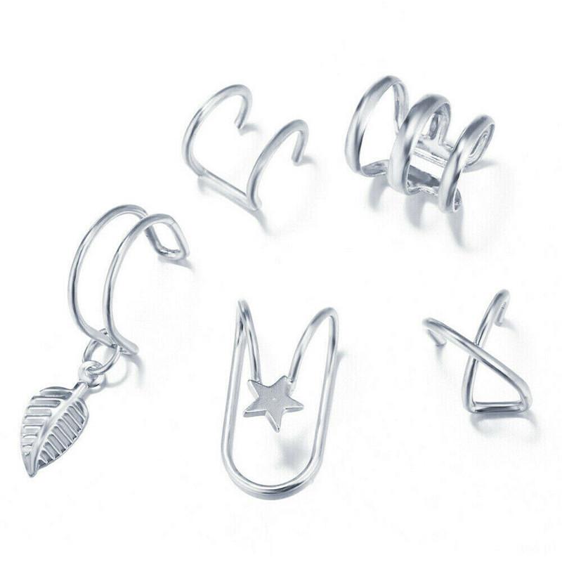 European & American 5-Piece U-Shape Double Layer Ear Clip & Stud Set