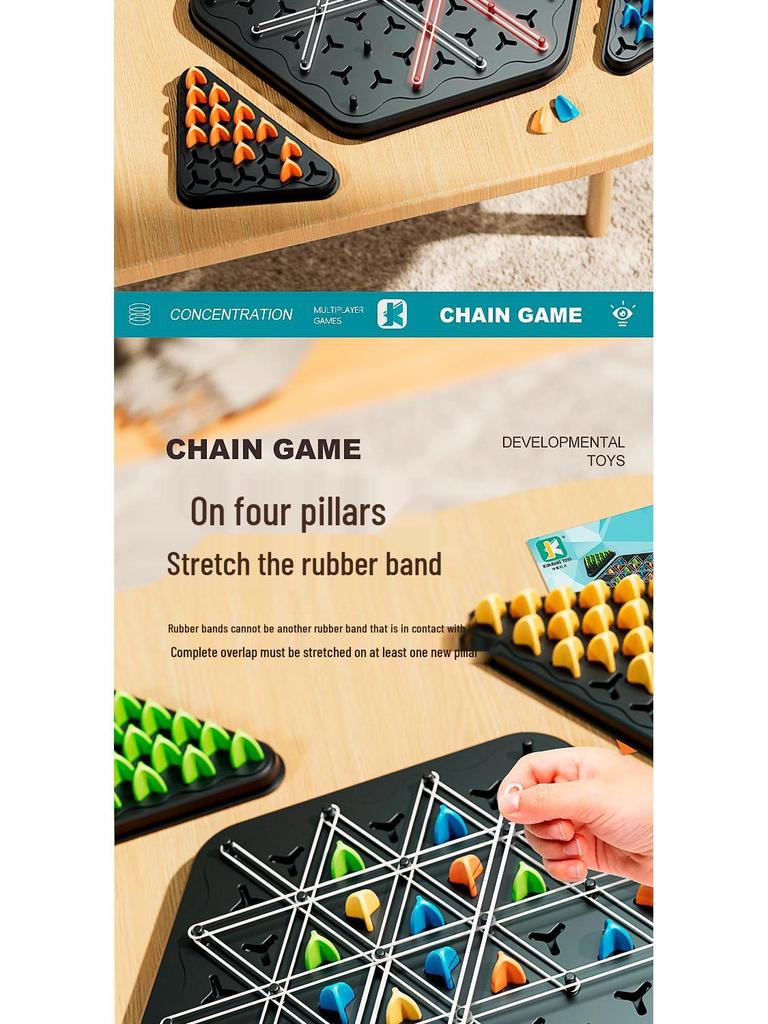 Trójkątne Szachy Gumka Recepturka Puzzle Zabawka dla Dzieci - Wielopoziomowa Gra Strategiczna