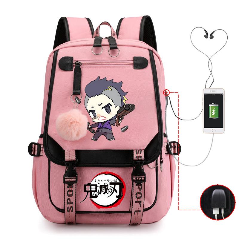Ghost Annihilation Blade Grade 3-6 Junior High School Student High School Student School Bag Strap USB Multifunctional Backpack