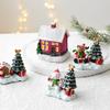 NUCHI Christmas Festival Mini Resin Tree and Santa House Ornaments