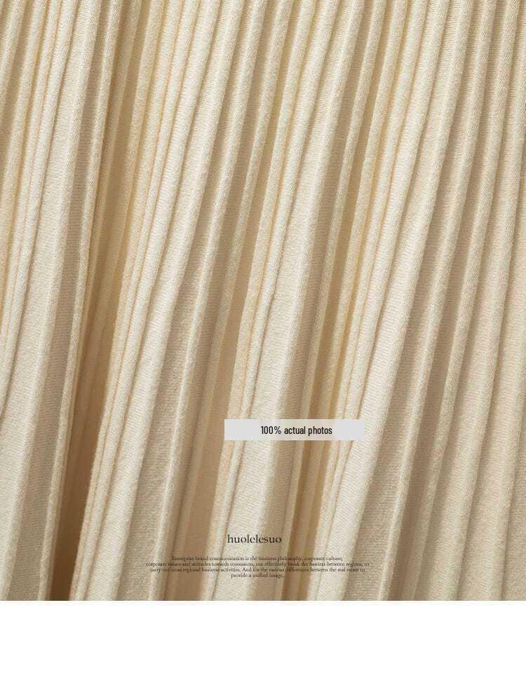 Women's High Waist Wool Knit A-Line Pleated Midi Skirt - Autumn/Winter Slimming Umbrella Hem