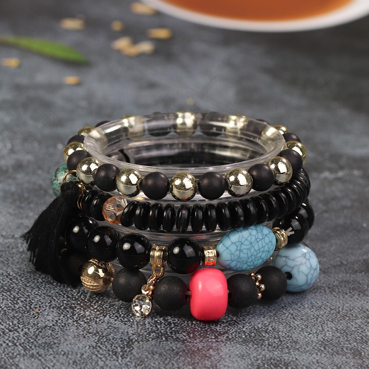 JYL TS Bracelet Life Tree Evil Eye  Set Enhances Growth & Protection Black средний фиолетовый