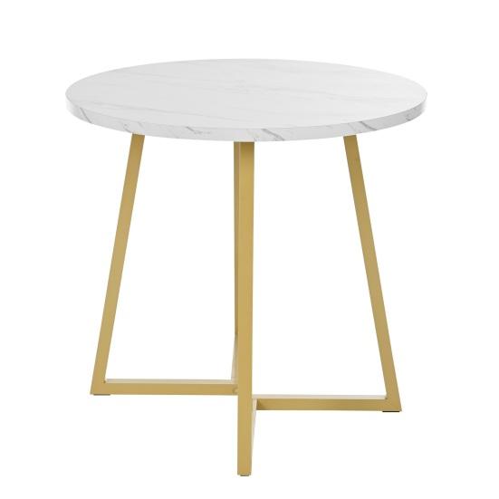 Small Dining Table Round Table Kitchen Unique Metal Frame Dinner in Modern Marble Pattern Suitable for Room Living Room
