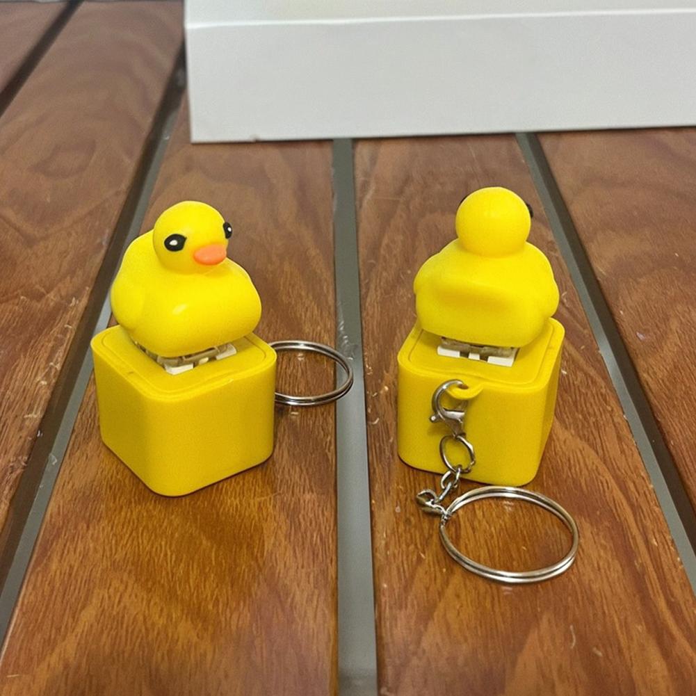 Small Yellow Duck And Frog Keychain, Duck Frog Clicker With Led Light, Adult Stress Relieving And Anxiety Sensing Toy