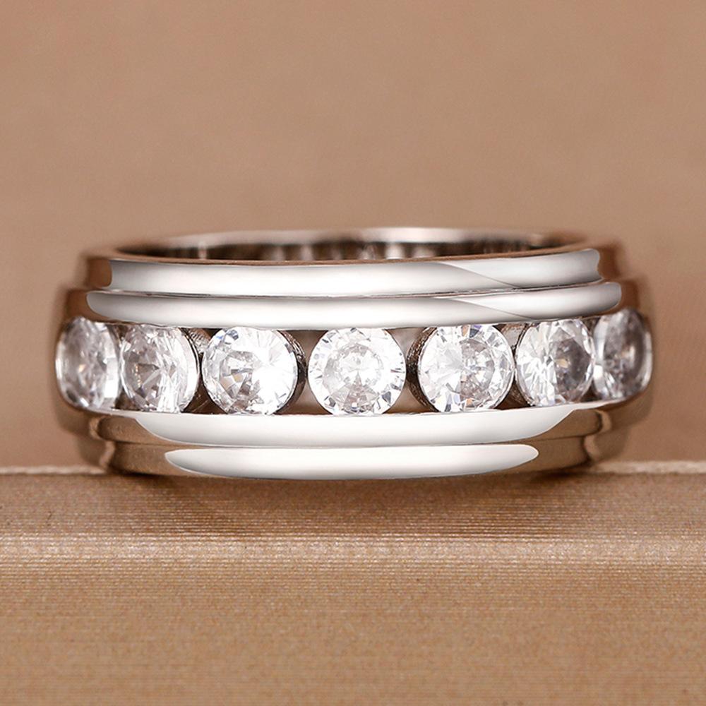 Men's wedding ring, light luxury niche INS hip-hop zircon index finger ring for men