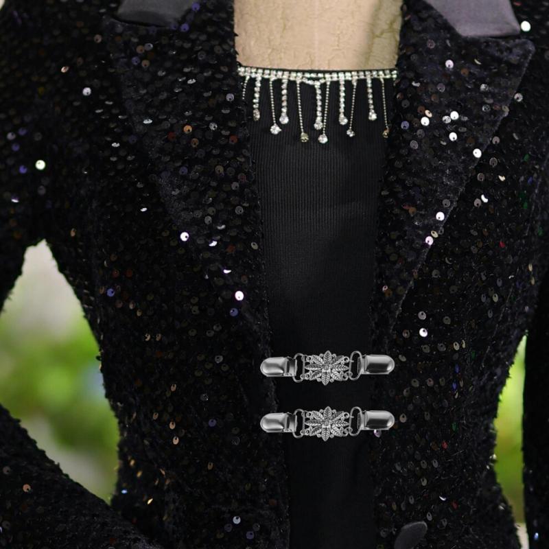 2-piece women's scarf clip set with floral decorative brooch