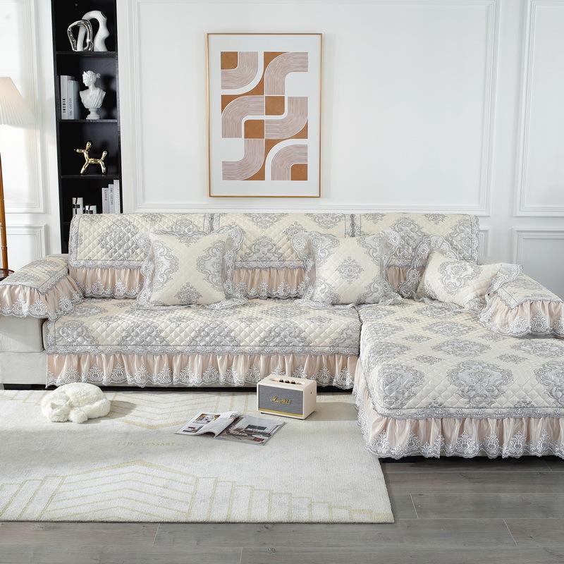 Four Seasons Universal Skirt Sofa Cushion Backrest Cover European Lace Sofa Cover Backrest Cover Anti-Slip Cushion Cover