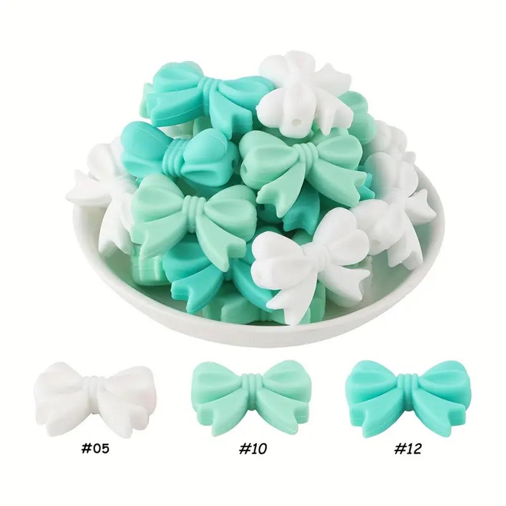 10/38/45PCS Bow Silicone Bead Set, 12mm/15mm, suitable for DIY handmade making, keychains, jewelry, bracelets, necklaces, etc