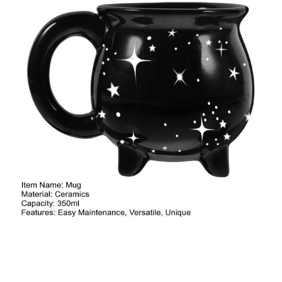 Cauldron Coffee Mug Constellation Tea Cup 350ml Unique Ceramic Mug Halloween Witchy Gifts for Freinds