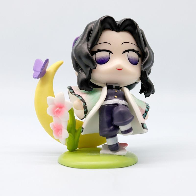 6-piece Set of Cute Demon Slayer Figures, Birth Flower 9 Cm Anime Characters Nezuko and Tanjiro PVC Movable Desktop Ornaments