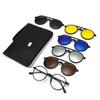 Clip-on Glasses Set: Includes 5 Polarized Lenses, Compatible with Myopia TR90 Retro Magnetic Sunglasses