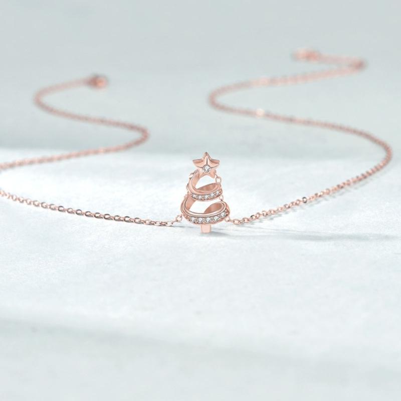 Stylish Fashion Necklaces Christmas Tree Pendant Necklace Neck Jewelry Alloy Material Suitable for Fashionable Lover