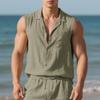 European-American Men's Sleeveless Casual Linen Beach Cardigan