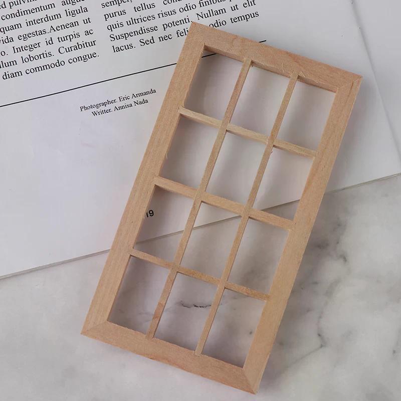 1:12 Dollhouse Miniature Wooden 12-pane Window Frame Model Accessories Toys For Kids Creative Play