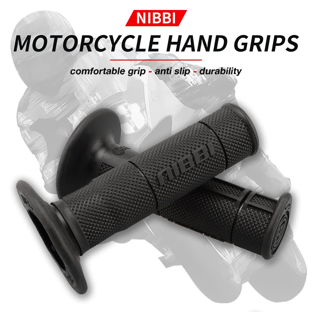 NIBBI Motorcycle Hand Grips, 7/8" 22mm 24mm Dirt Bike Grips, Universal Motorcycle Handlebar Grips,