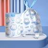 Super Cute Blue Heart Rabbit Drawstring Trash Bags - Thickened, Large, Cartoon Design for Kitchen & Household Use