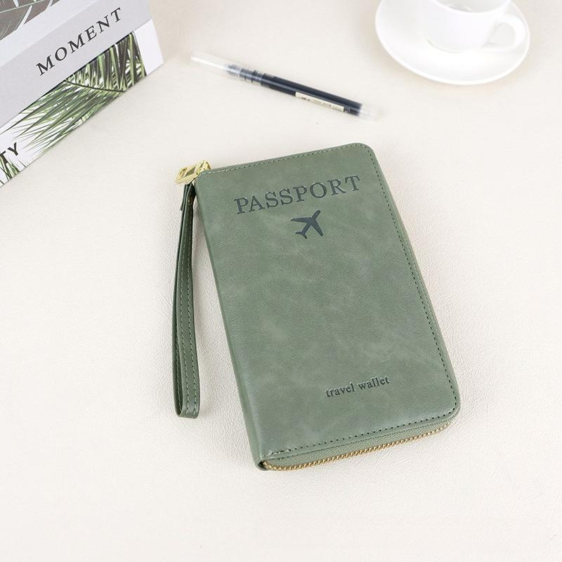 RFID Long Passport Folder Ticket Storage ID Bag Multifunctional Travel Zipper Passport Bag