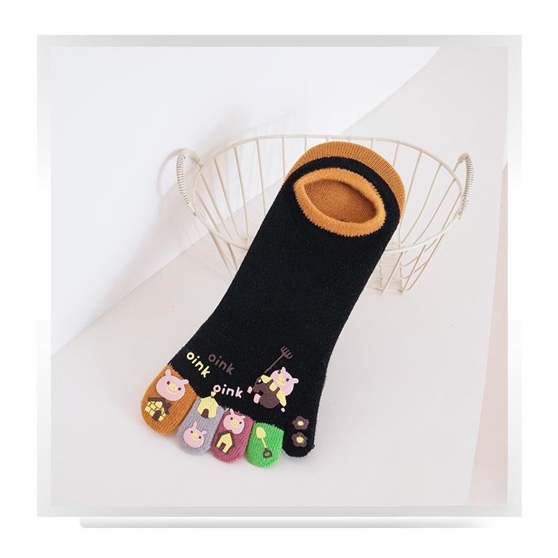 

Pink Five-fingered Women s Short Socks, Summer Thin Mesh Breathable, Cute Cartoon Summer Toe Split Sports Toe Boat Socks 1 pair