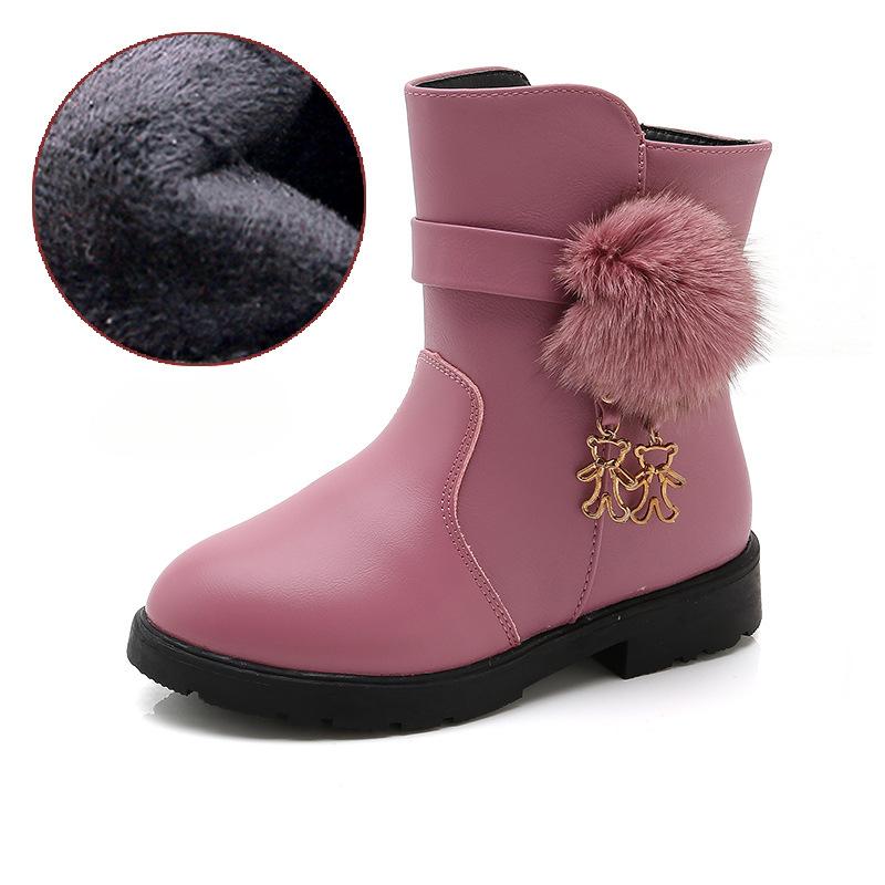 Bottes de princesse pour filles en forme de lapin mignon et magique, bottes courtes en cuir de boule de laine véritable, bottes de neige pour enfants, bottes Martin d'hiver neuves pour enfants