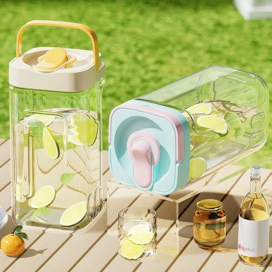 Cold Brew Pitcher with Spigot 2.5/3.5L Large Capacity Plastic Fruit Infuser for Juice