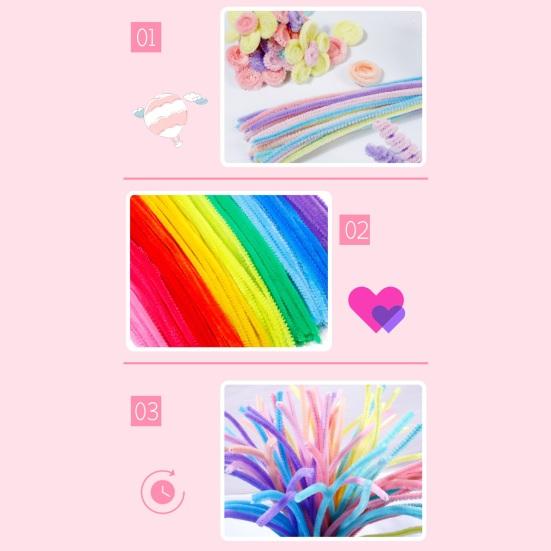 100Pcs Multiple Color Pipe Cleaners Craft Kit Flexible Bendable Wire Chenille Stems Children DIY Craft Decoration Making Kit Kids Girl Art Project