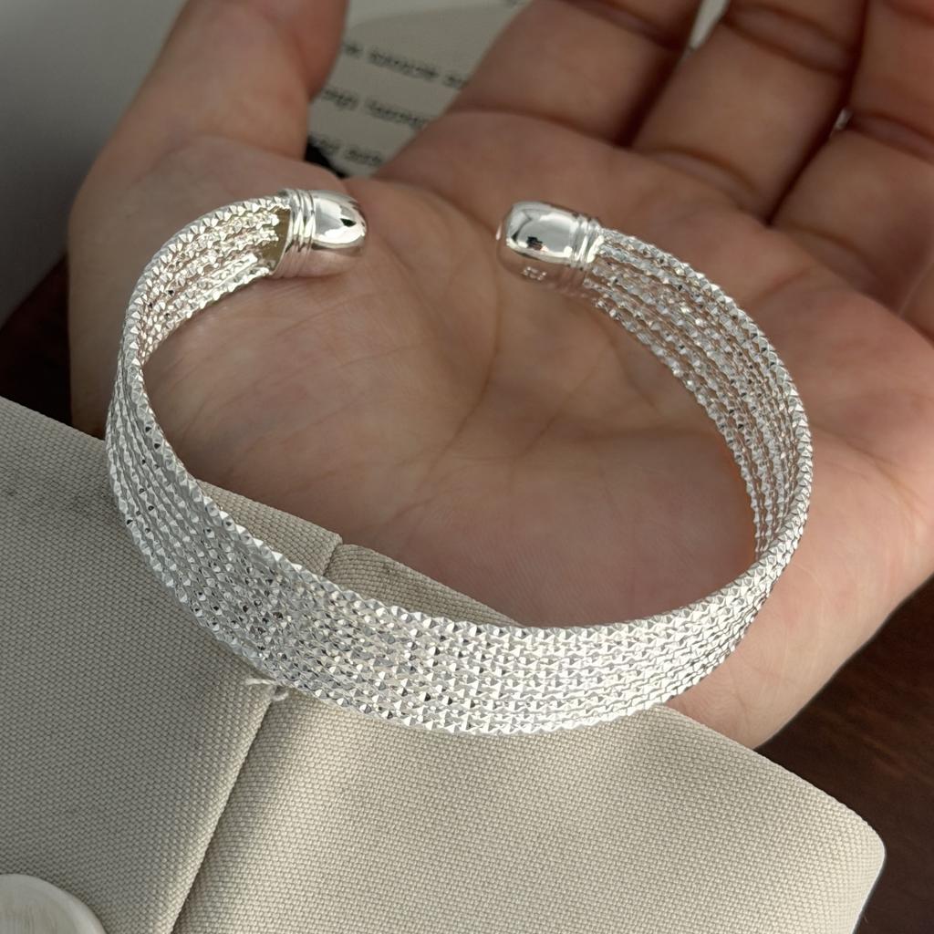Xiaomi 100% Solid 925 Sterling Silver Metal Bracelet for Women Vintage Handmade Simple Interlines Bracelet Birthday Gift Party