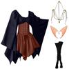 Women Fashion Long Sleeve Vintage Dress Cosplay Party Evening Night Formal Dress