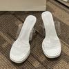 Sandales transparentes pour femmes à talons hauts été nouveau talon épais table étanche polyvalent à une bride talon cristal pantoufles cool