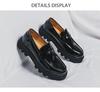 Glänzende formelle Loafer für Herren: Britischer Stil, zum Hineinschlüpfen, Dicke Sohle, Höhensteigernd, Lässige Lederschuhe