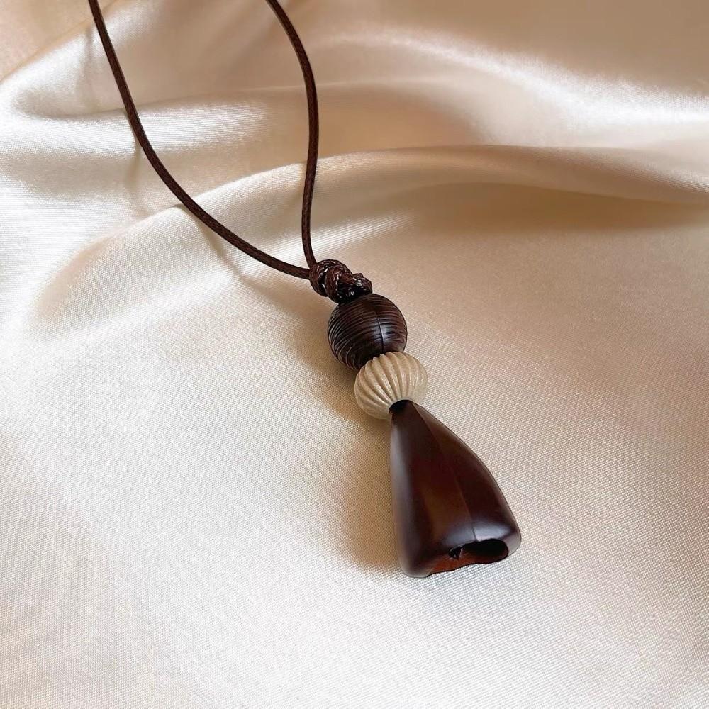 Adjustable Rope Bohemian Long Necklace Brown Rope Sweater Chain For Women Daily Wear