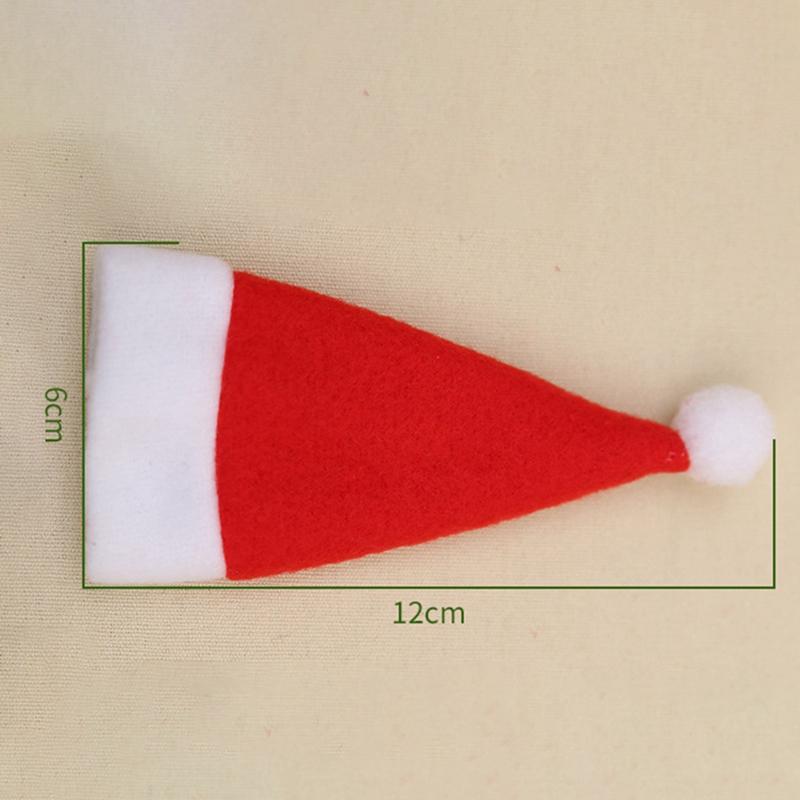 10Pcs Christmas Hat Wine Bottle Cover Plush Tableware Pocket Cartoon Table Decoration Accessories For Home Dinner Party Holiday