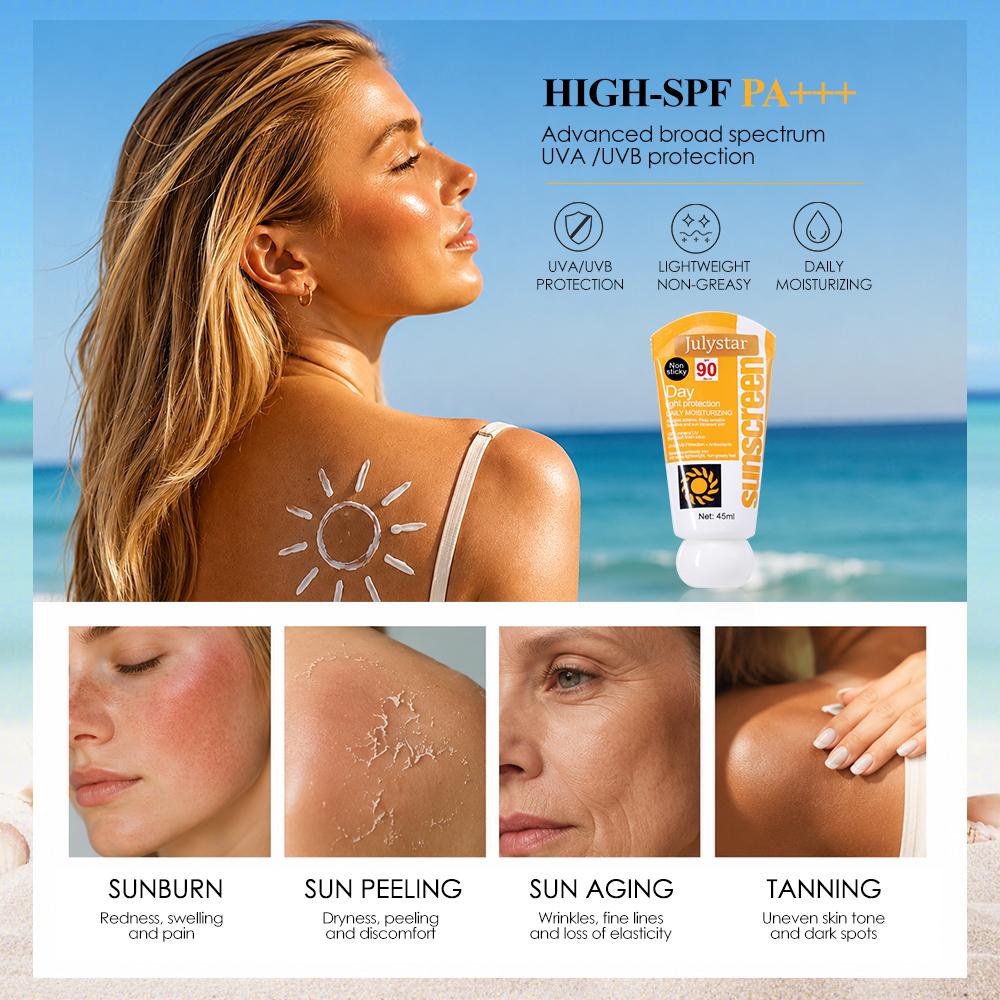 JULYSTAR Face Sunscreen, Moisturizing Makeup Primer, Non-Sticky Lightweight Sunscreen Cream for Daily Wear