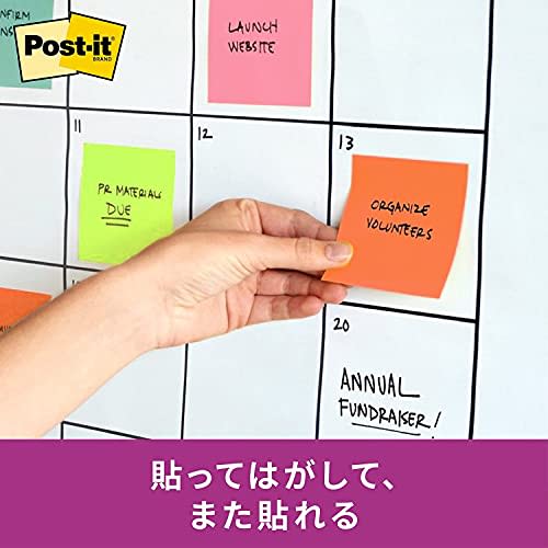 Post-it notes, strong adhesive, ruled lines, neon color, 75 x 75 mm, 90 sheets x 5 books, 630-5SSAN