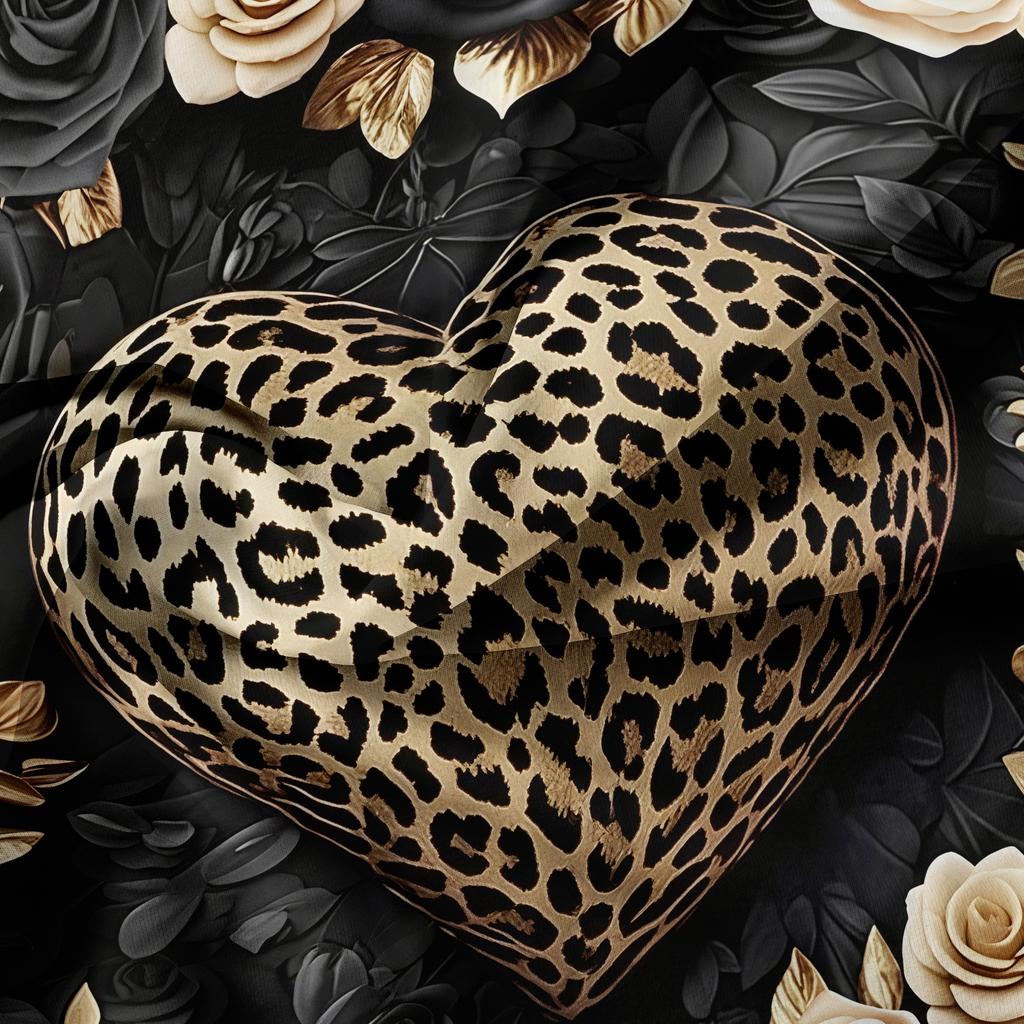 3pcs Valentine'S Day Romantic Luxurious Vintage Leopard Print Heart Rose Duvet Cover Set Pink And Blue Feather Heart Duvet Cover