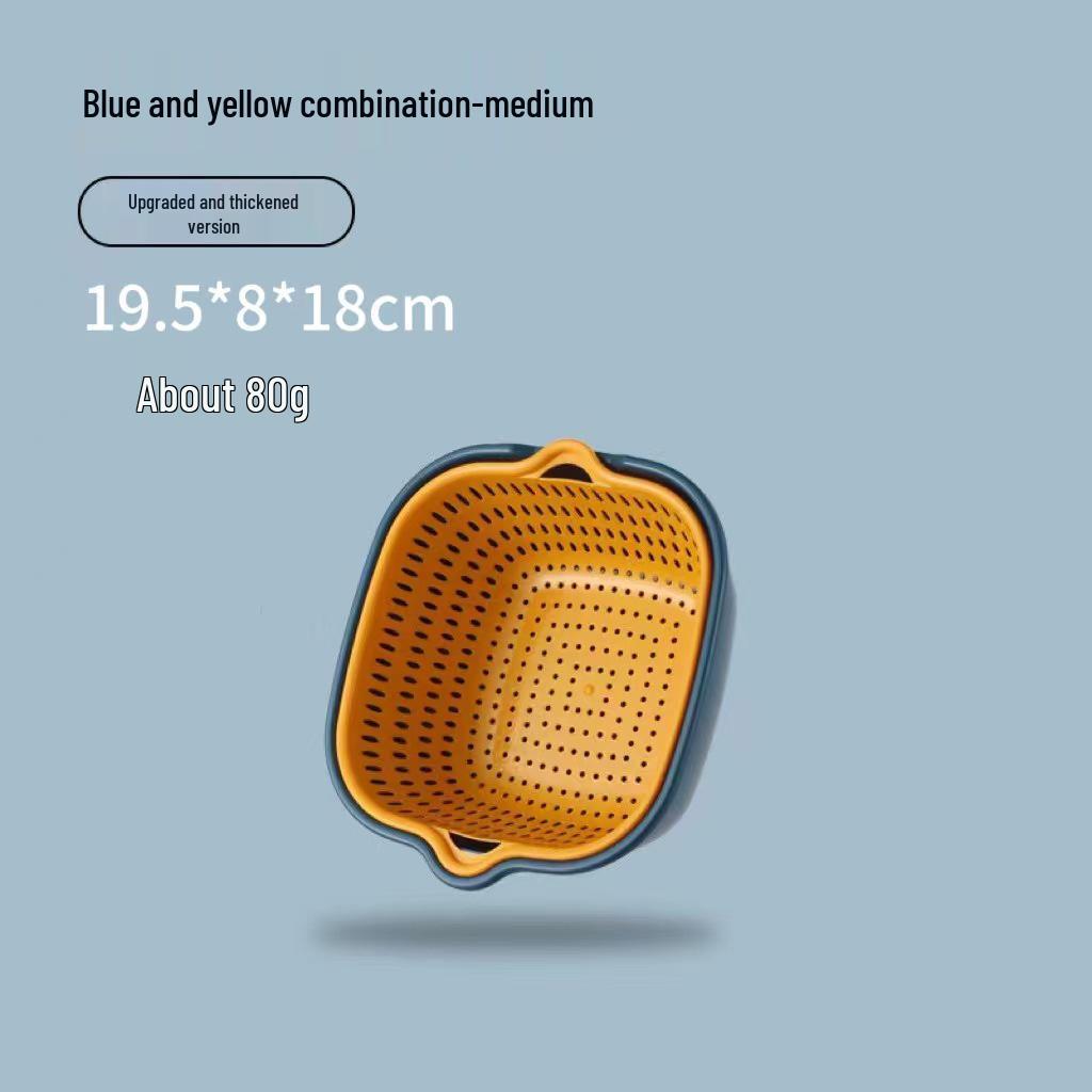 Eight-Piece Plastic Kitchen Draining Basket Set - Double-Layer Multifunctional for Fruits and Vegetables