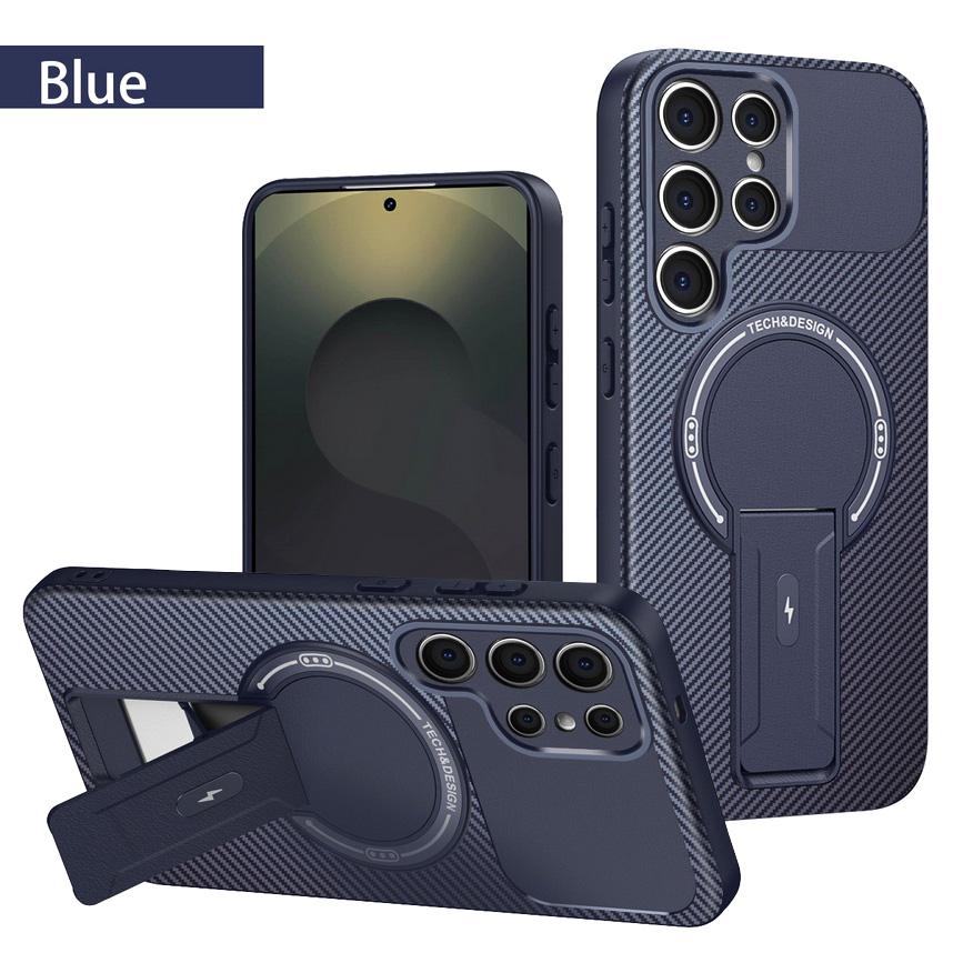 Carbon Fiber Invisible Stand Holder Magnetic Case for Samsung S25 Ultra S25 Edge Galaxy S24 FE A17 A16 A06 A26 A16 A15 A05 Cover