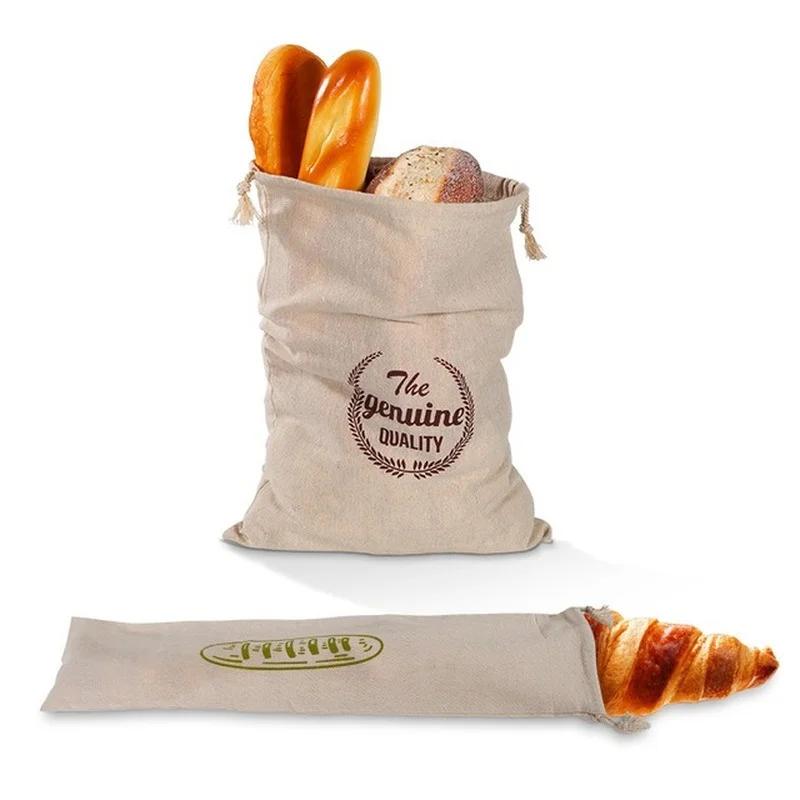 4PCS SET Linen Bread Bags Reusable Drawstring Bag for Loaf Homemade Artisan Bread Storage Bag Linen Bread