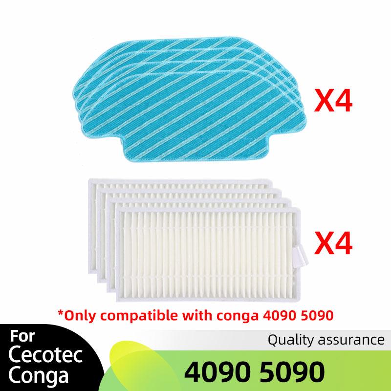 For Cecotec Conga 4090 4490 4690 5090 5490 6090 Robot Vacuum Cleaner Parts Roller Main Side Brush Hepa Filter Mop Rag Accessory
