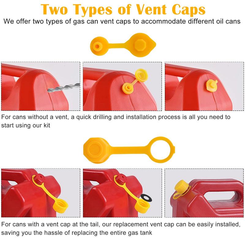 5 Set Gas Can Nozzle With Screw Collar Caps Anti Spill Gas Can Vent Replacement Gas Can Spouts For Most 1/2/5/10 Gal Can
