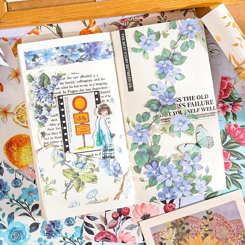 100 pcs Vintage Flowers pattern material paper DIY Decoration Scrapbook background paper for Junk Journal craft paper
