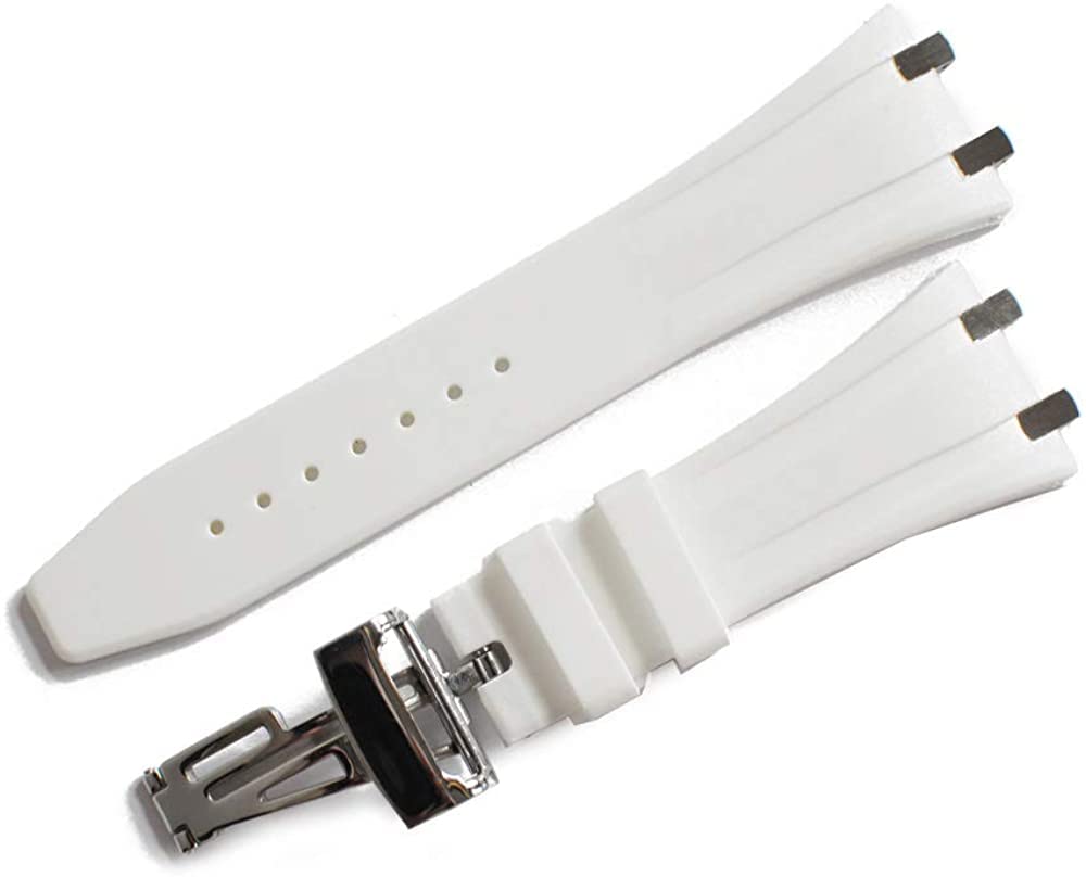 

King Watch Parts Совместим с Audemars Piguet Royal Oak 41 мм Хронограф с моделями и белым каучуком [Импорт Оригинал] D-Пряжка, 15400, 15500,