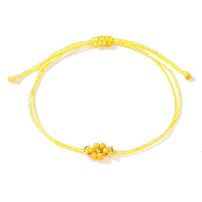 Flower Beaded Bracelets Adjustable Waterproof Cord Boho Beach Jewelry for Girls Women Summer Holiday Travel