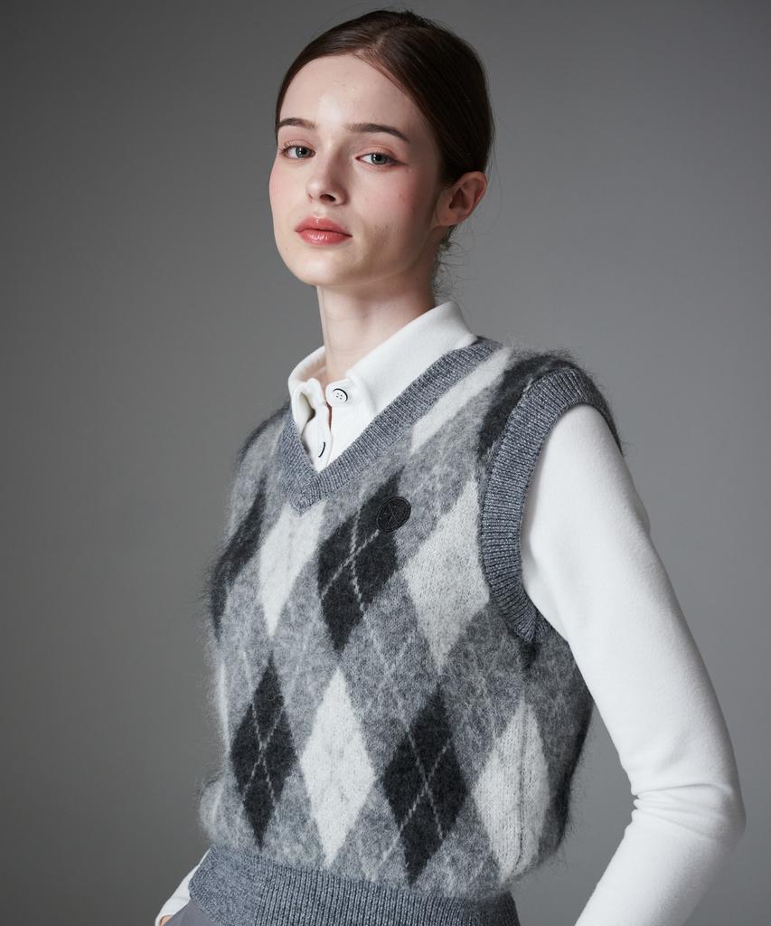 KLIMGOLF Mohair Argyle Knit Vest
